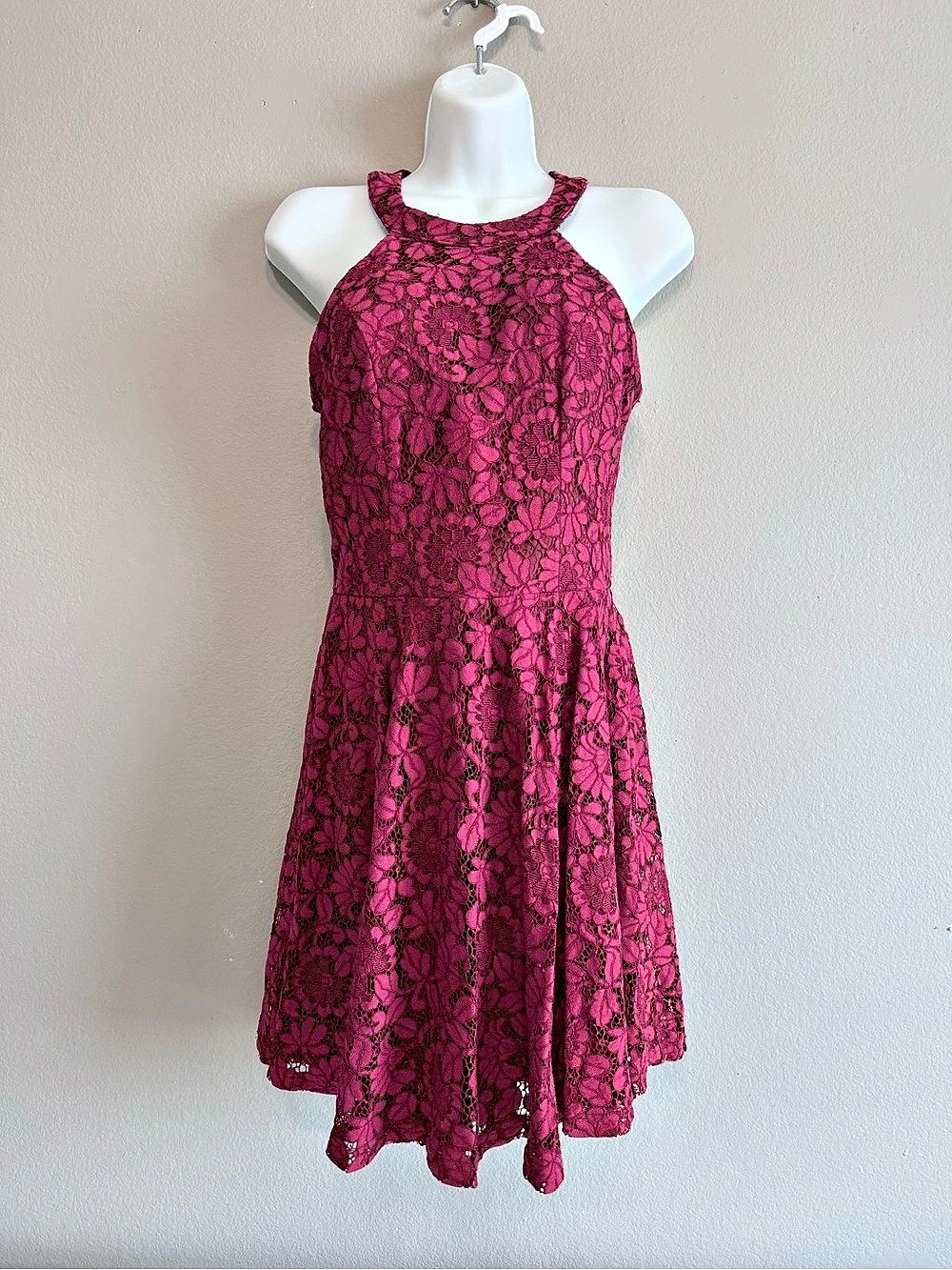 Floral Lace Red Dress
